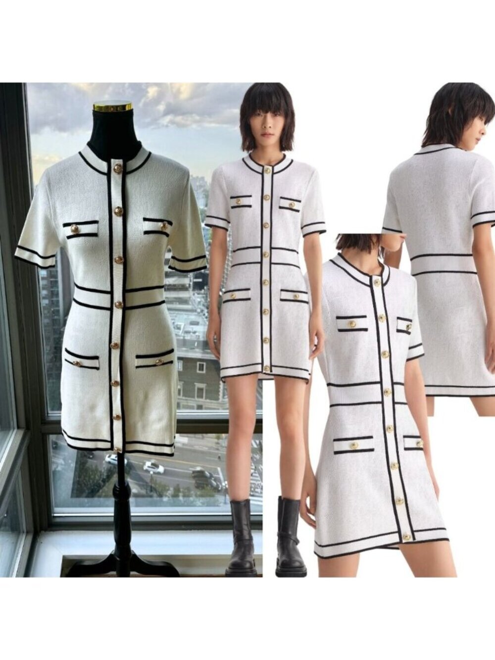 🆕 KARL LAGERFELD 🧿 NWT Classic Knit Dress with Embroidered Monogram, White, Sm - Picture 1 of 16